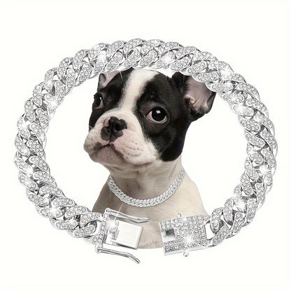 13mm wide dog chain collar diamond Cuban chain