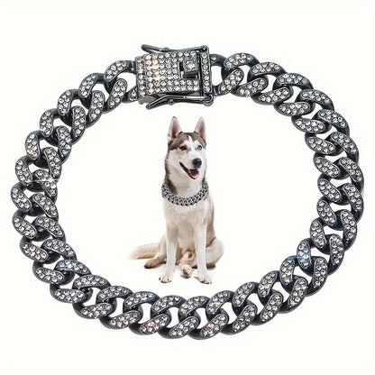 13mm wide dog chain collar diamond Cuban chain