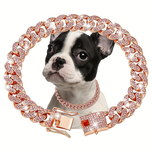 13mm wide dog chain collar diamond Cuban chain