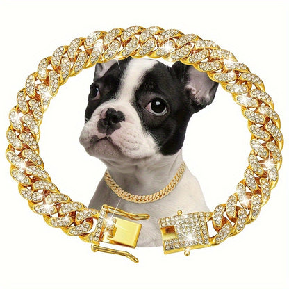 13mm wide dog chain collar diamond Cuban chain