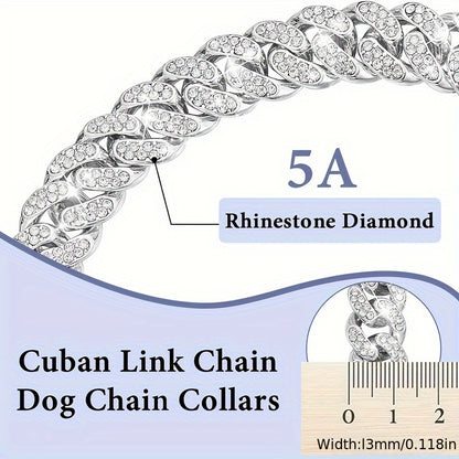 13mm wide dog chain collar diamond Cuban chain